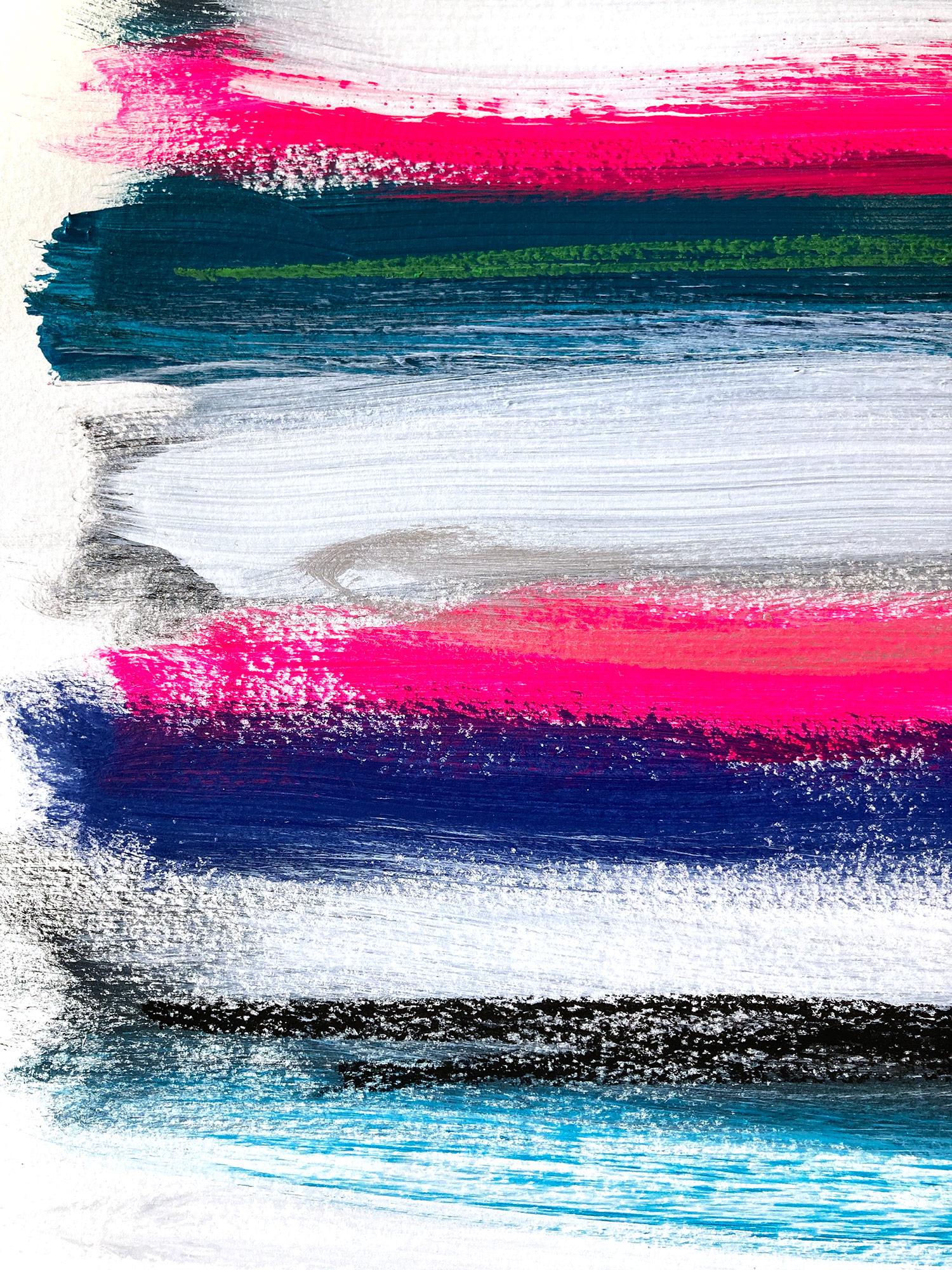 « My Horizon - Del Mar » - Peinture abstraite couleur sur papier contemporaine - Pop - Contemporain Painting par Cindy Shaoul