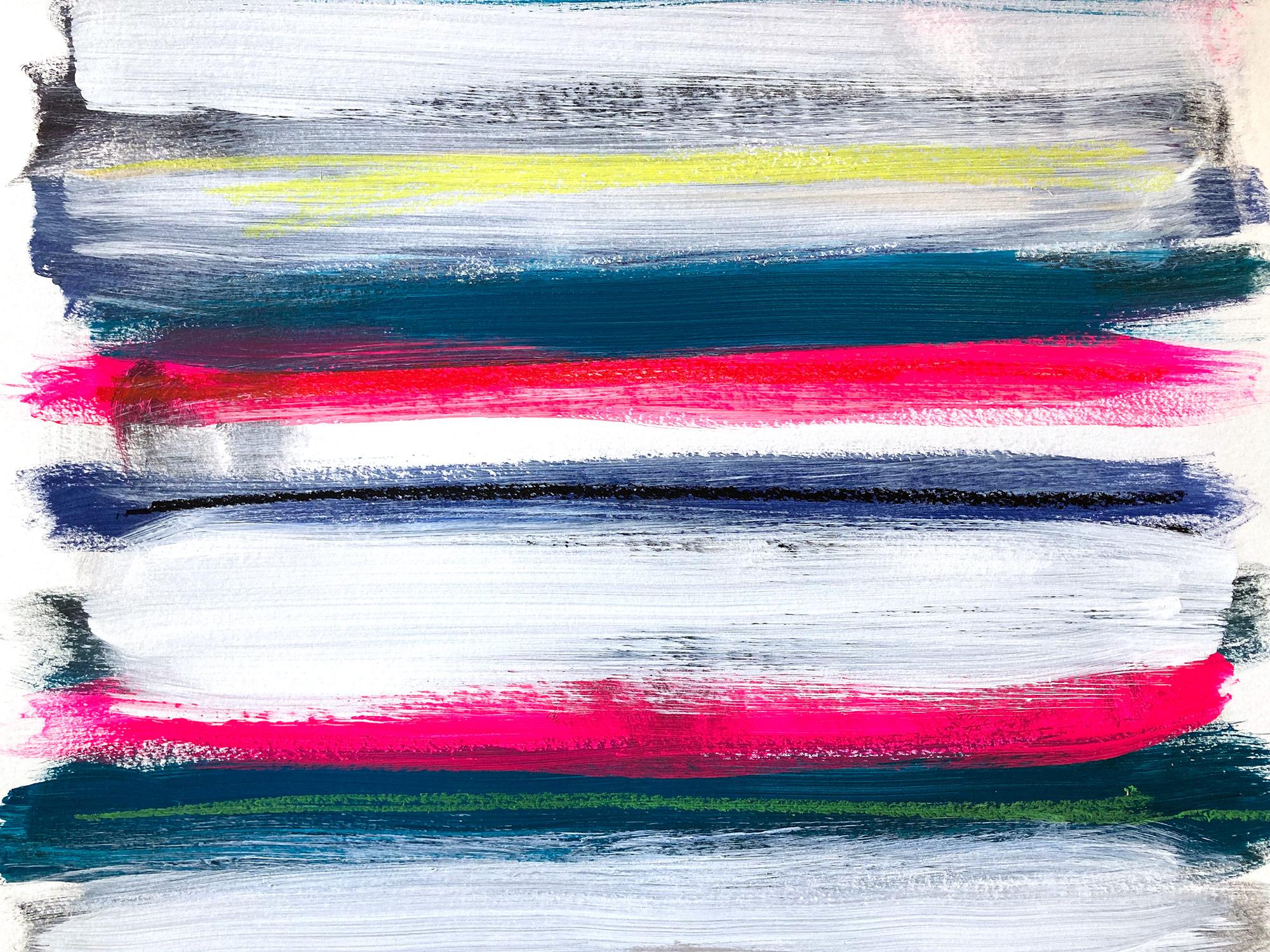 « My Horizon - Del Mar » - Peinture abstraite couleur sur papier contemporaine - Pop en vente 3