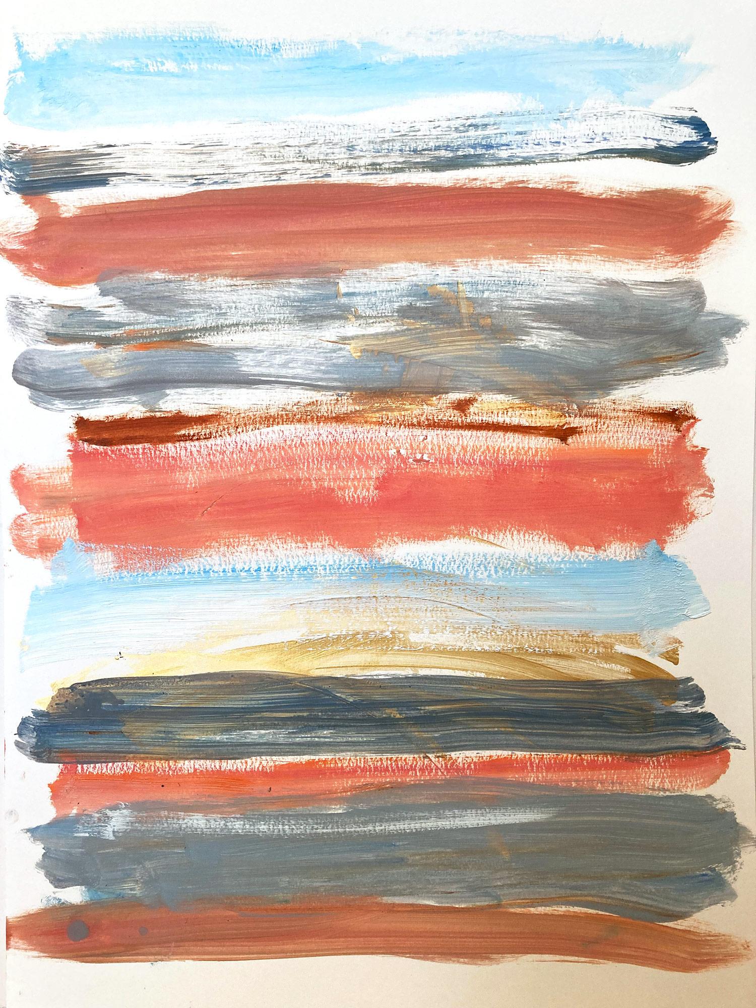"My Horizon - Del Mar Beach" Abstract Color Field Contemporary Painting on Paper