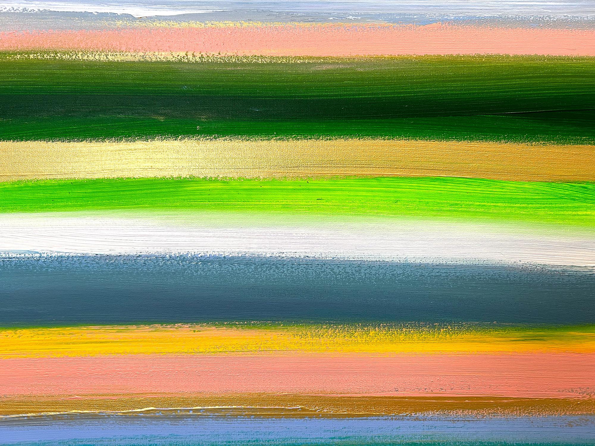 Un'opera in acrilico e foglia d'oro su tela con un uso brillante del colore e della texture. Siamo concentrati sulla semplicità della bellezza nel momento in cui Shaoul crea una palette traslucida ma molto colorata con un uso massiccio della