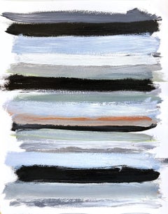 "Il mio orizzonte - Viaggio in euro" Pittura a olio contemporanea astratta su carta con campo di colore