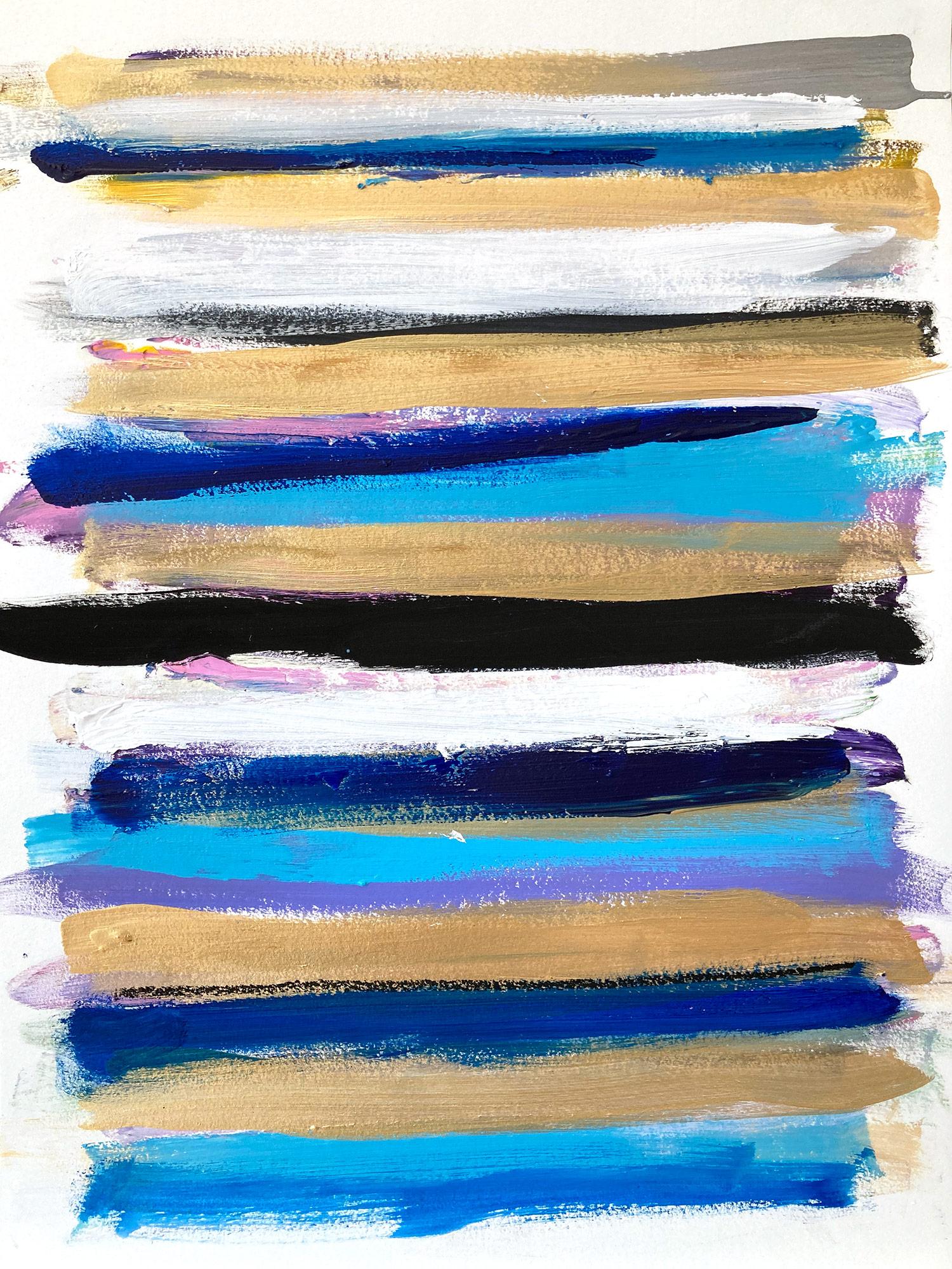Cindy Shaoul Abstract Painting – "Mein Horizont - Longchamp" Impressionistisches Farbfeld Ölgemälde auf Papier