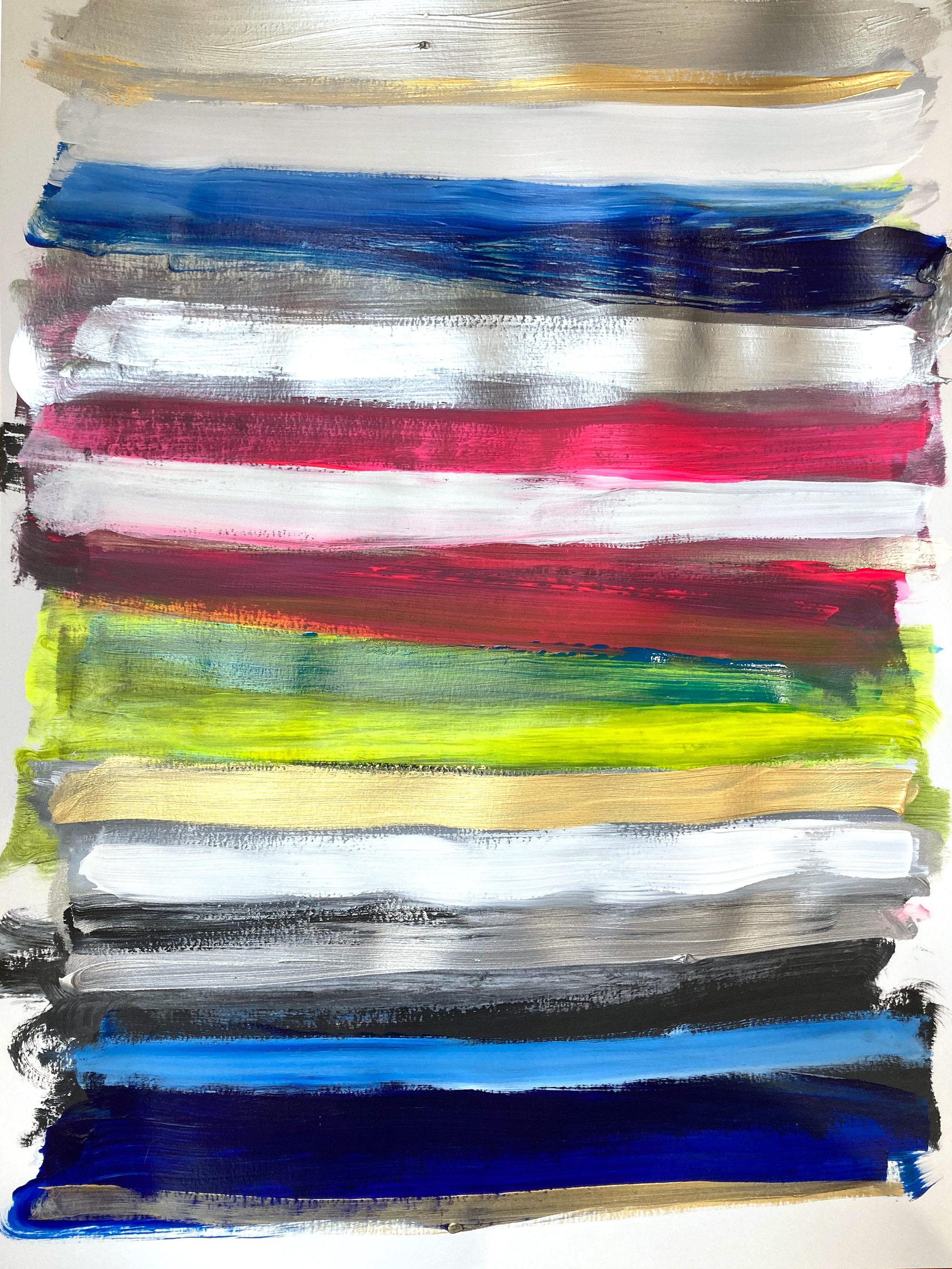 "My Horizon - Manhattan at Night" Color Field Contemporary Painting on Paper