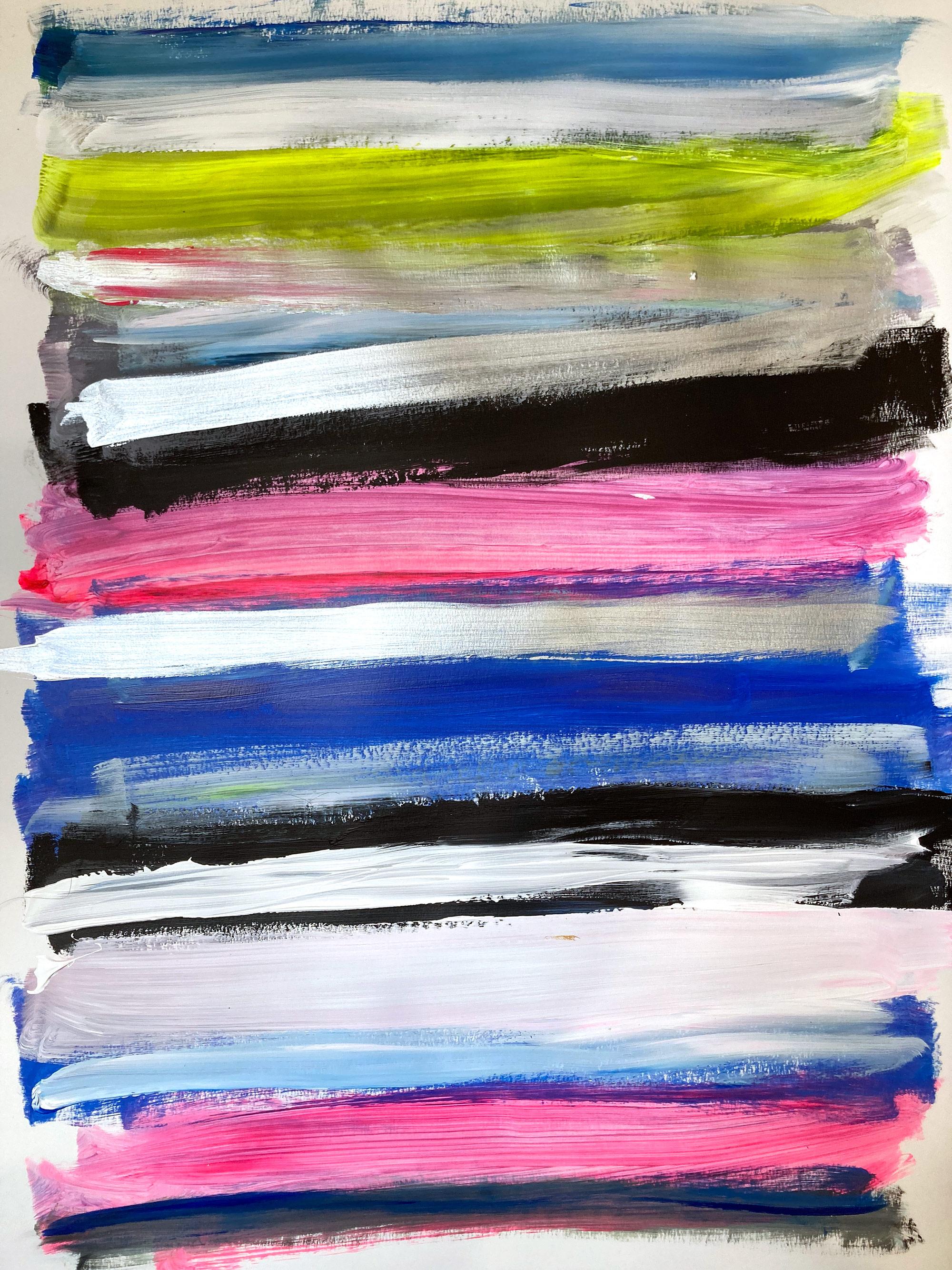 Cindy Shaoul Abstract Painting - "My Horizon - Manhattan Lights" Color Field Contemporary Painting on Paper