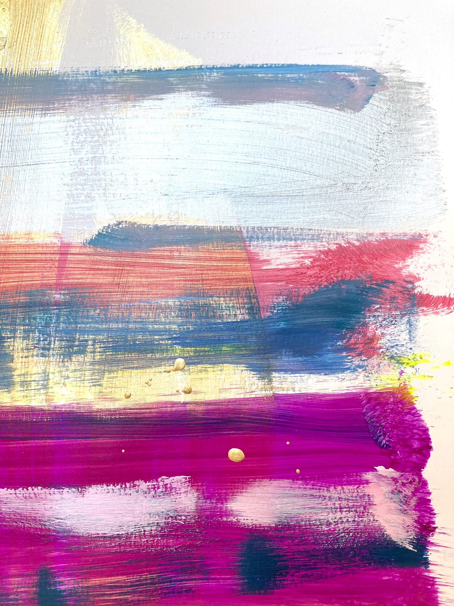 « My Horizon -Miami at Night » - Peinture contemporaine en couleur abstraite sur papier - Painting de Cindy Shaoul