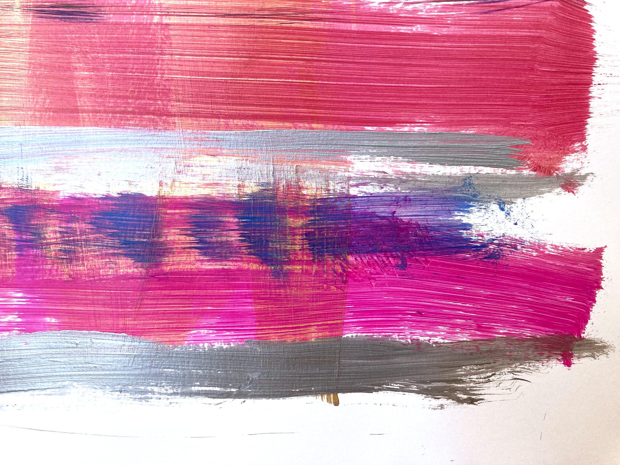 « My Horizon -Miami at Night » - Peinture contemporaine en couleur abstraite sur papier en vente 1