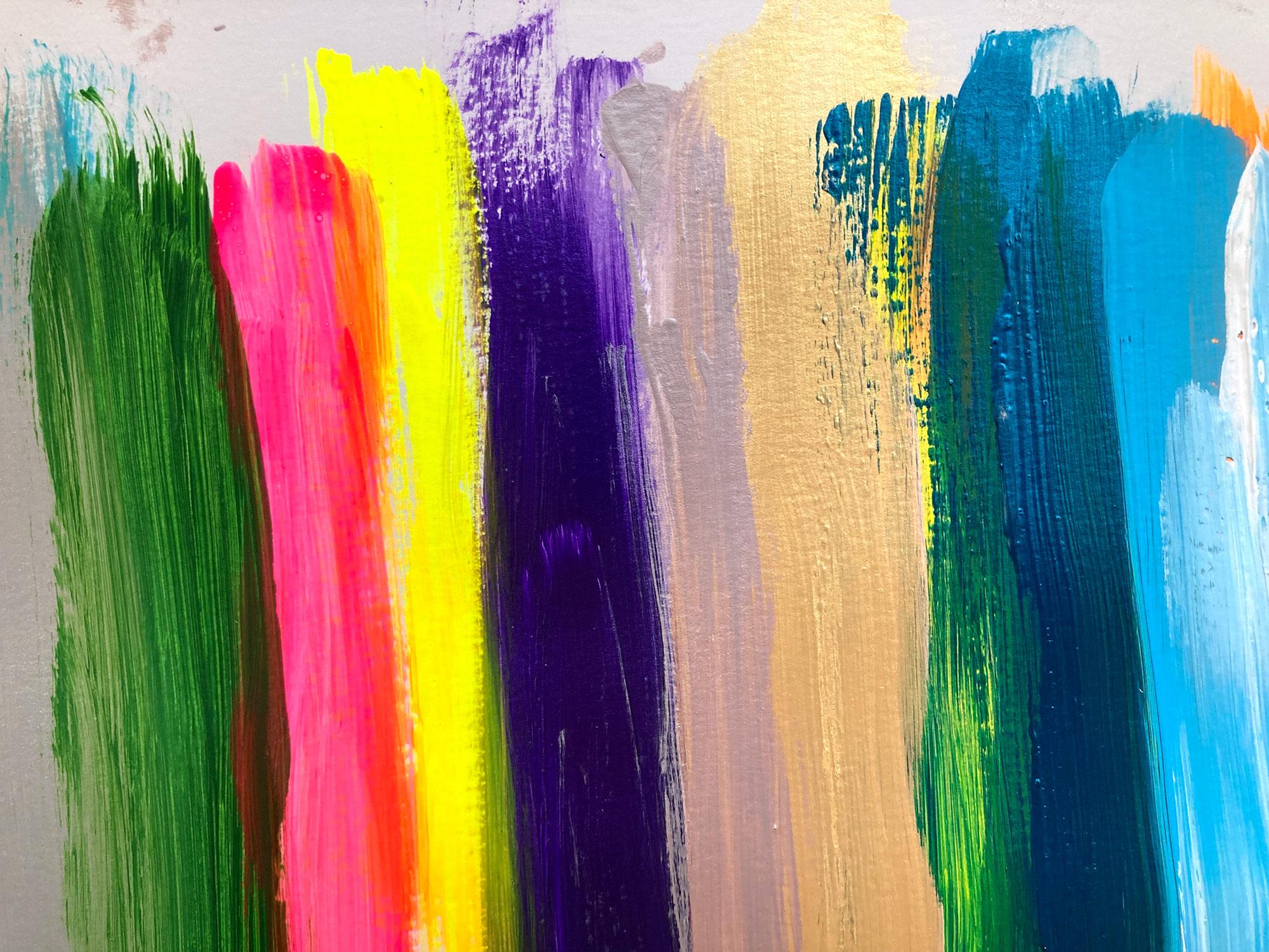 « My Horizon - Murano » - Peinture abstraite en couleur contemporaine sur papier - Painting de Cindy Shaoul