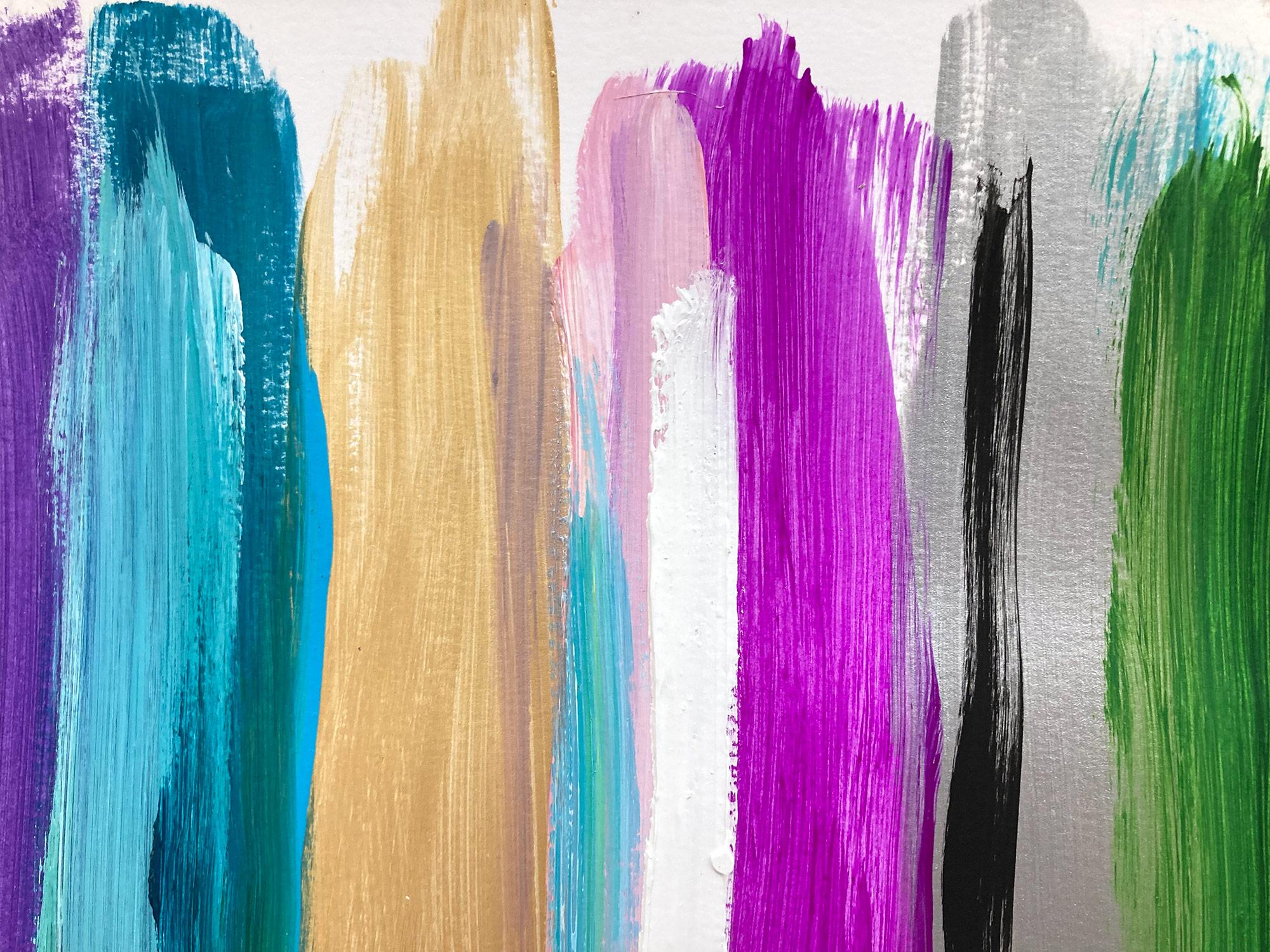 « My Horizon - Murano » - Peinture abstraite en couleur contemporaine sur papier - Contemporain Painting par Cindy Shaoul