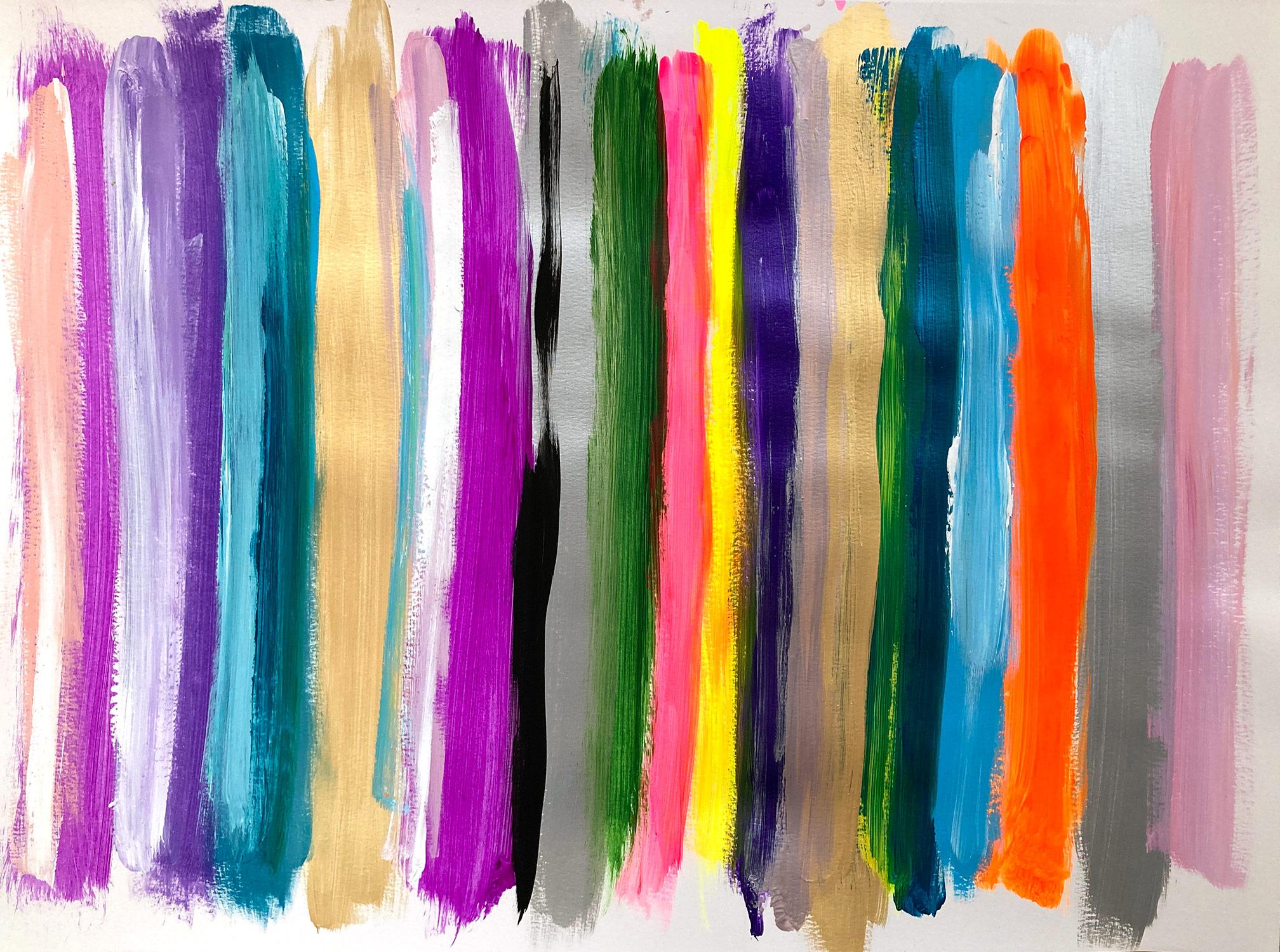 Abstract Painting Cindy Shaoul - « My Horizon - Murano » - Peinture abstraite en couleur contemporaine sur papier