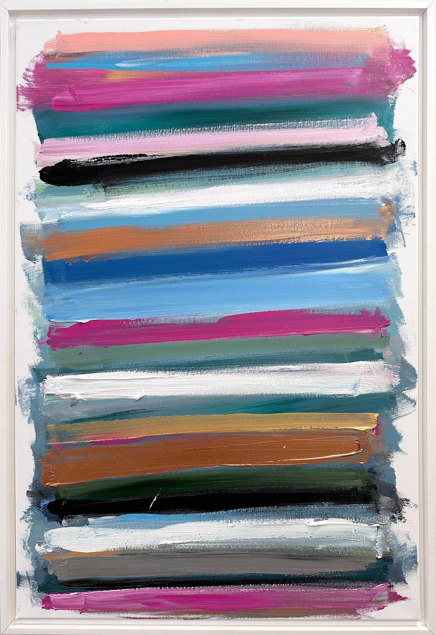 Abstract Painting Cindy Shaoul - "Mon horizon - Paris la nuit" Champ de couleurs abstraites Peinture sur toile contemporaine