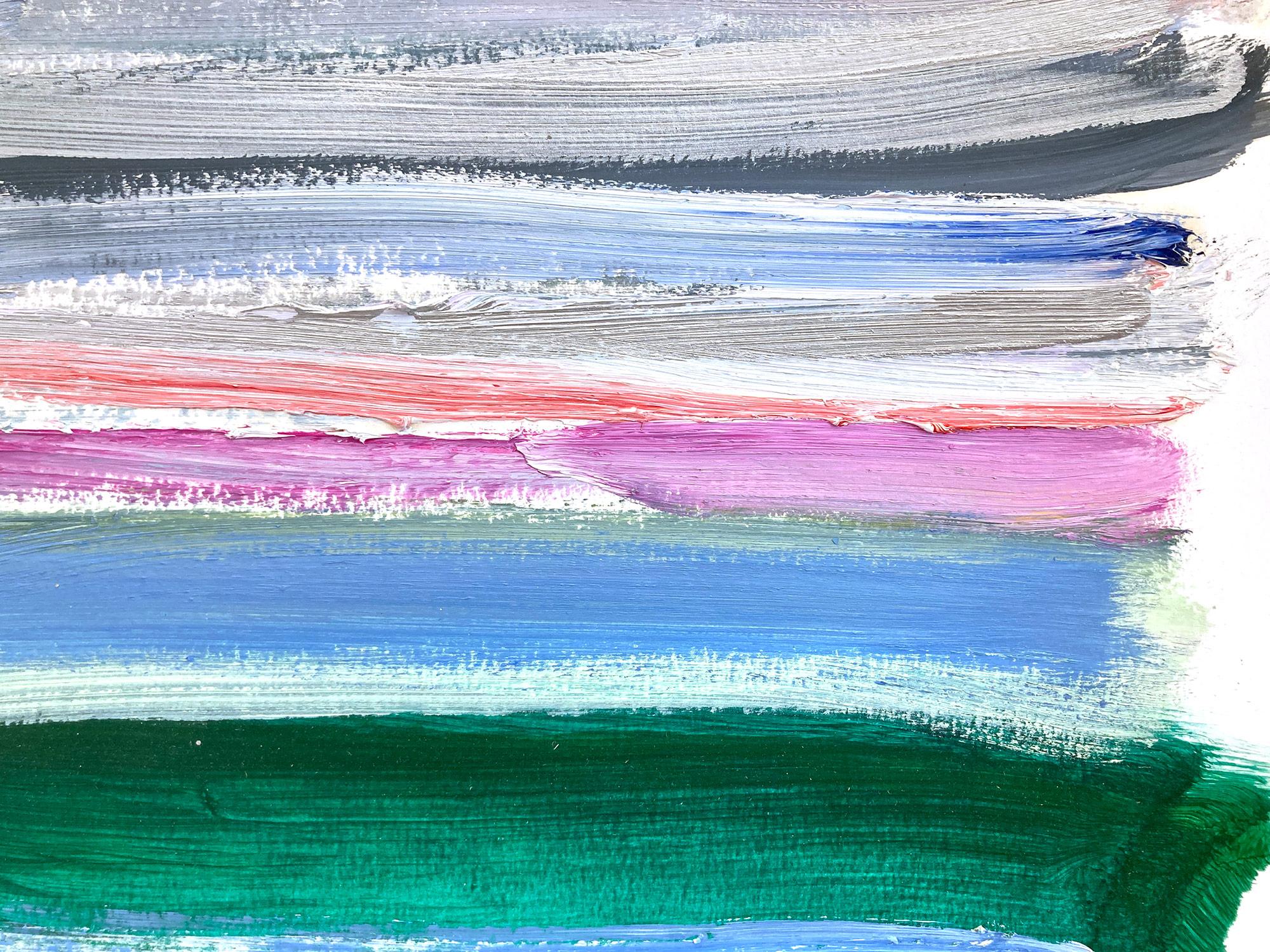 Une œuvre à l'acrylique, à l'huile et à la poussière de diamant sur papier épais, avec une utilisation brillante de la couleur et de la texture. Nous nous concentrons sur la simplicité de la beauté dans l'instant, alors que Shaoul crée une palette
