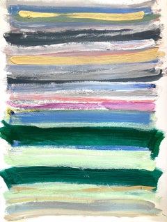 "Il mio orizzonte - Portofino" Pittura contemporanea a tecnica mista su carta con campo di colore