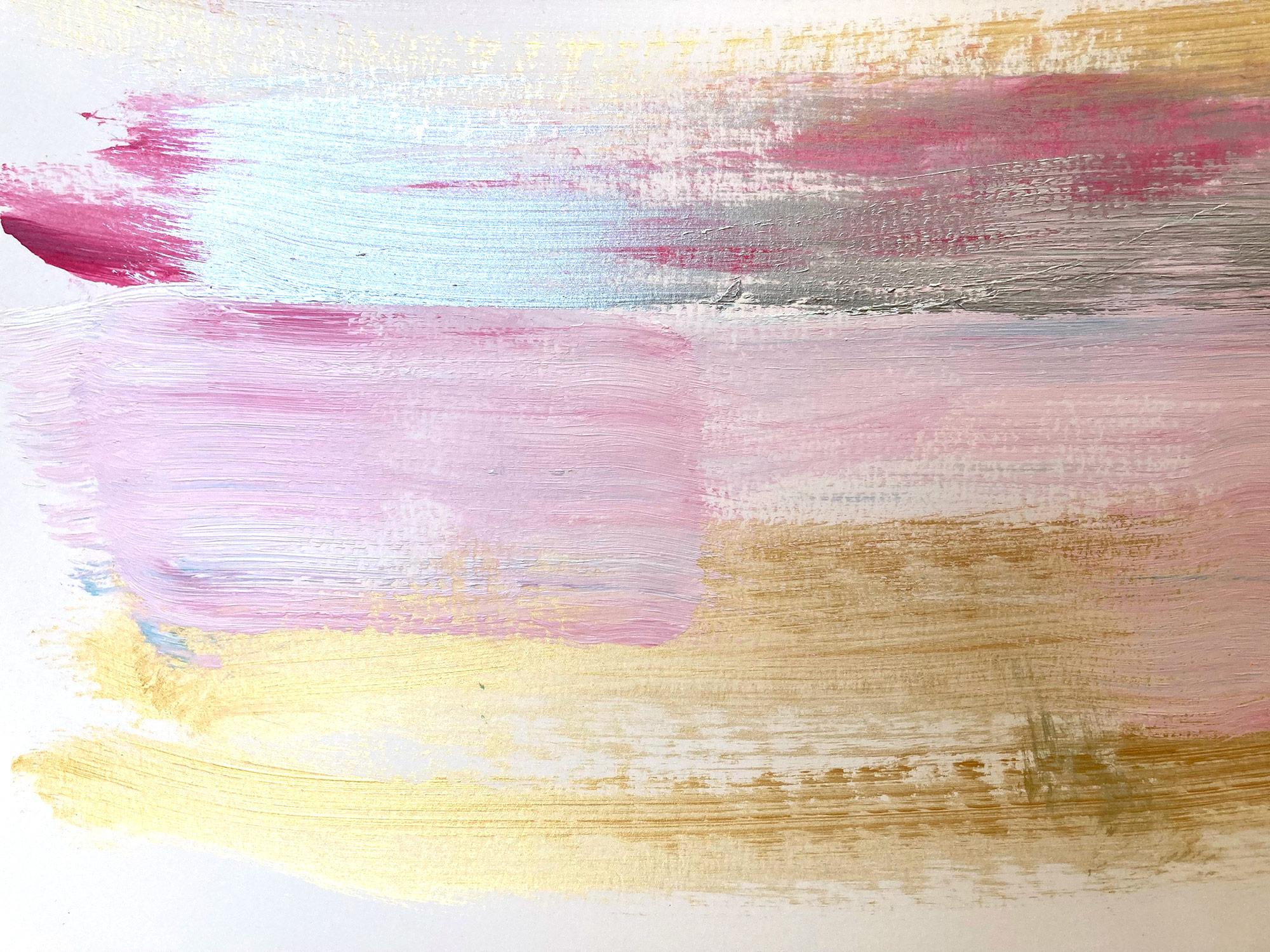 Une œuvre à l'acrylique et à l'huile sur papier épais avec une utilisation vive de la couleur et de la texture. Nous nous concentrons sur la simplicité de la beauté dans l'instant, alors que Shaoul crée une palette translucide mais très colorée avec