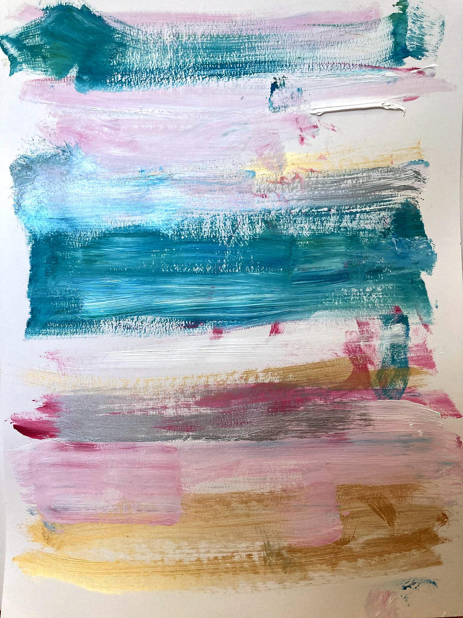 Cindy Shaoul Abstract Painting - "My Horizon -Queen Victoria" Abstract Color Field Contemporary Painting on Paper
