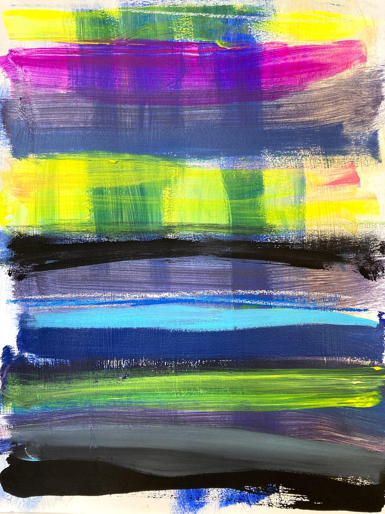 Cindy Shaoul Abstract Painting - "My Horizon - San Giovanni" Abstract Color Field Contemporary Painting on Paper