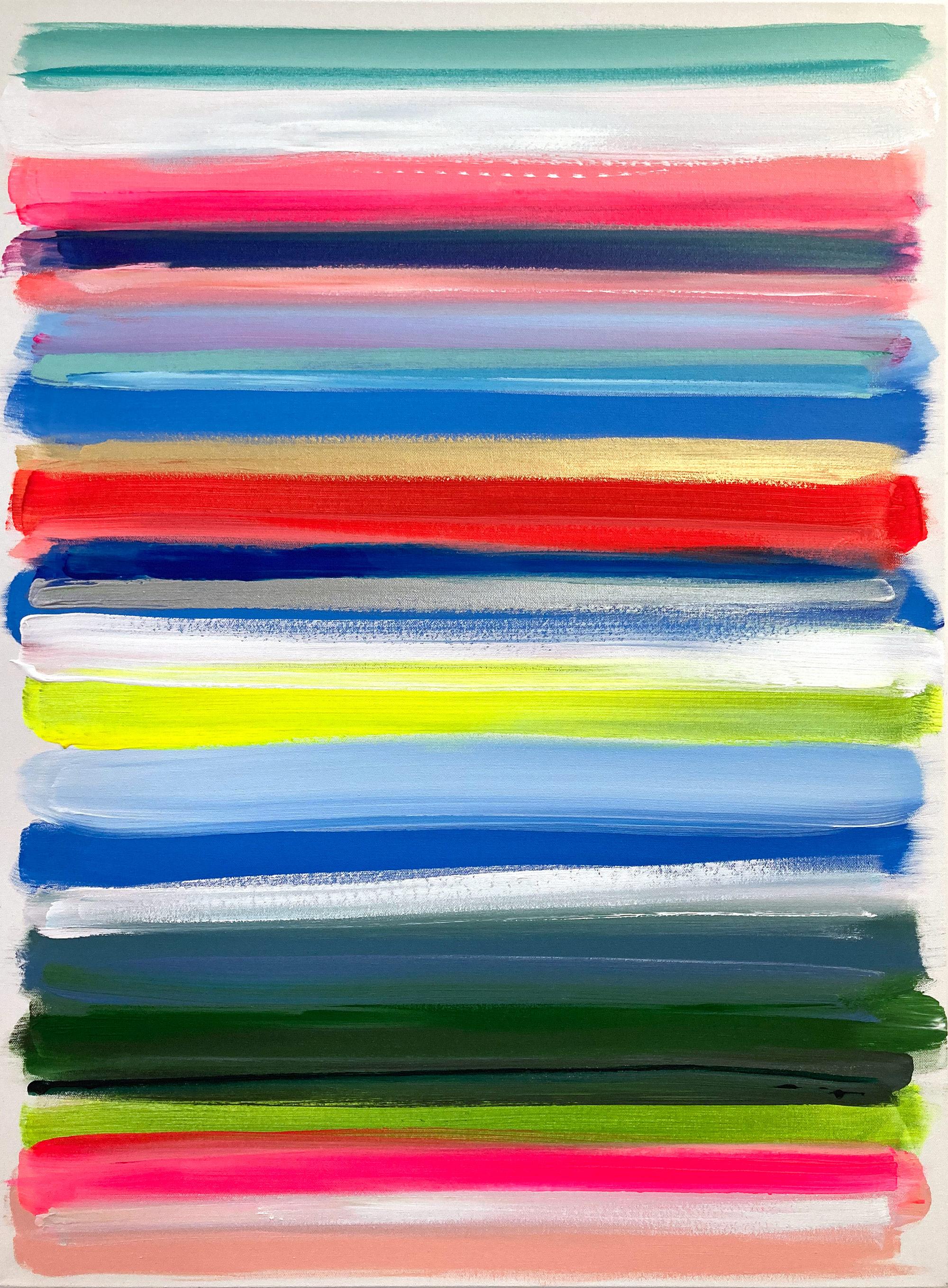 "Mon horizon - Santa Monica" Peinture contemporaine abstraite sur toile avec champs de couleurs