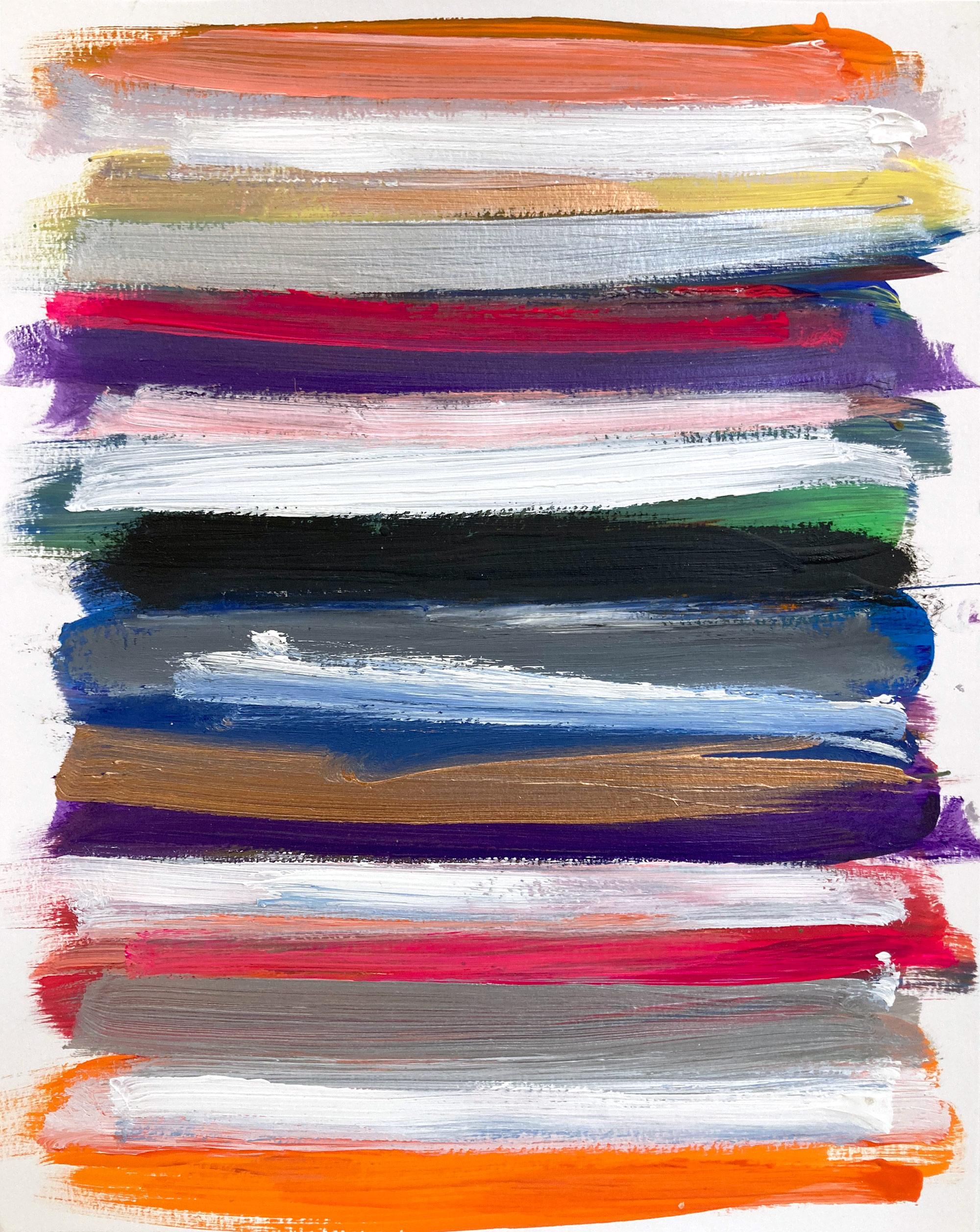 Cindy Shaoul Abstract Painting – "Mein Horizont - Sommer in der Stadt" Farbfeld Zeitgenössisches Ölgemälde auf Papier