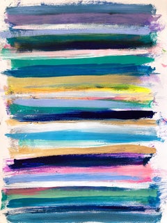 "My Horizon - St Tropez" Peinture contemporaine abstraite à champs de couleurs sur papier