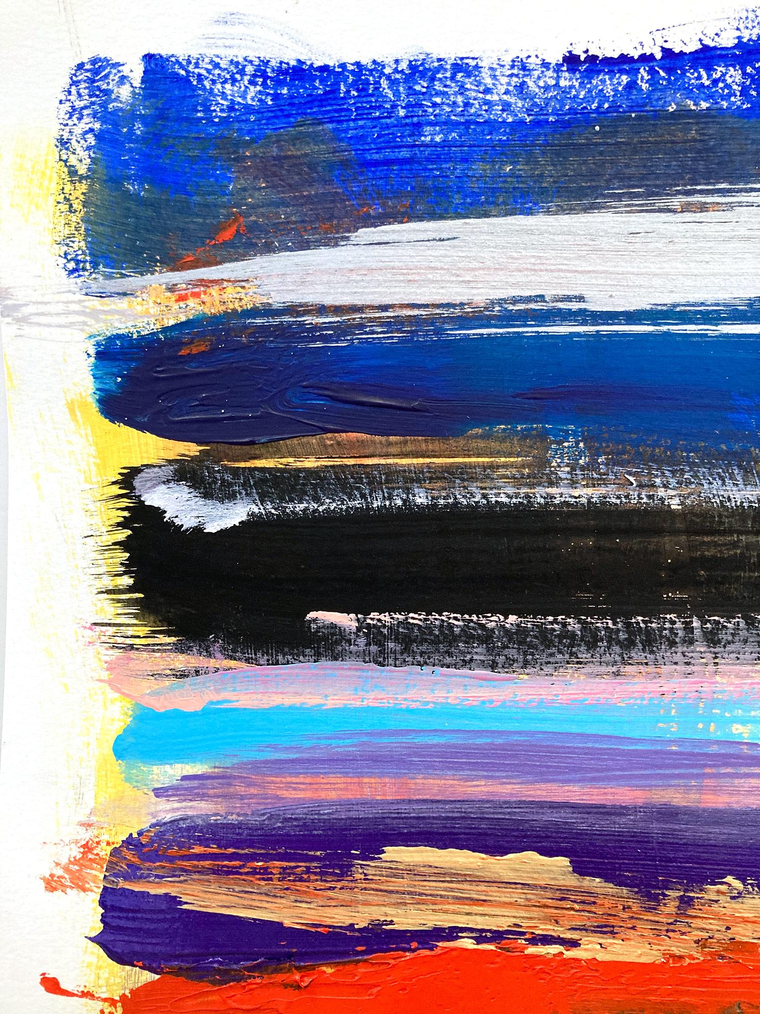 « My Horizon - Tokyo Nights » - Peinture abstraite colorée contemporaine sur papier - Painting de Cindy Shaoul