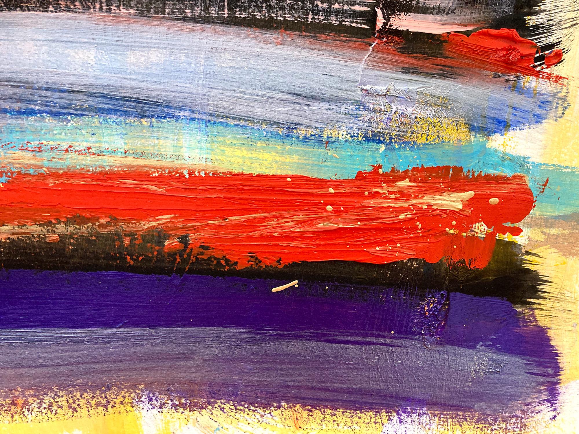 « My Horizon - Tokyo Nights » - Peinture abstraite colorée contemporaine sur papier en vente 1