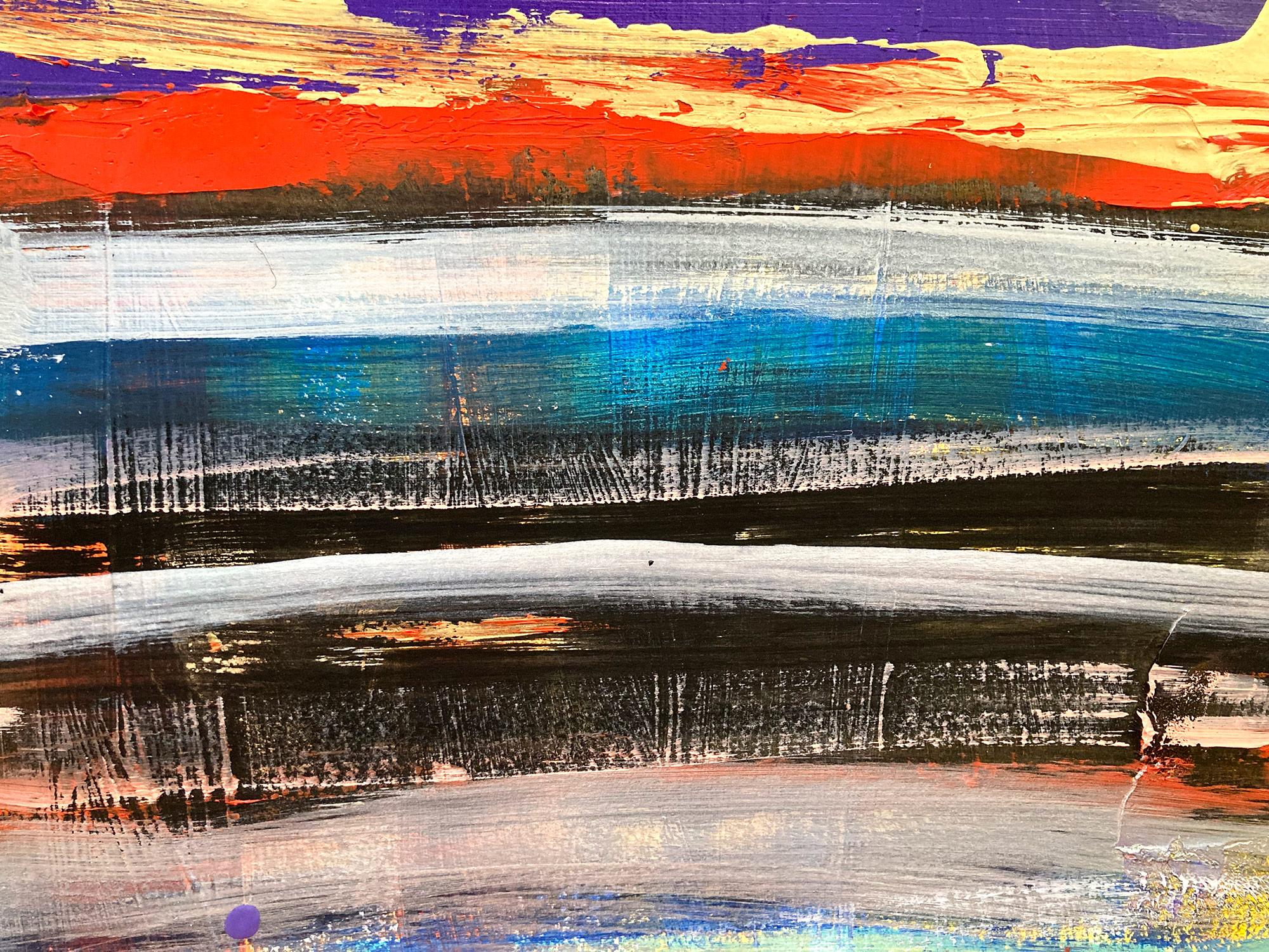 « My Horizon - Tokyo Nights » - Peinture abstraite colorée contemporaine sur papier en vente 2