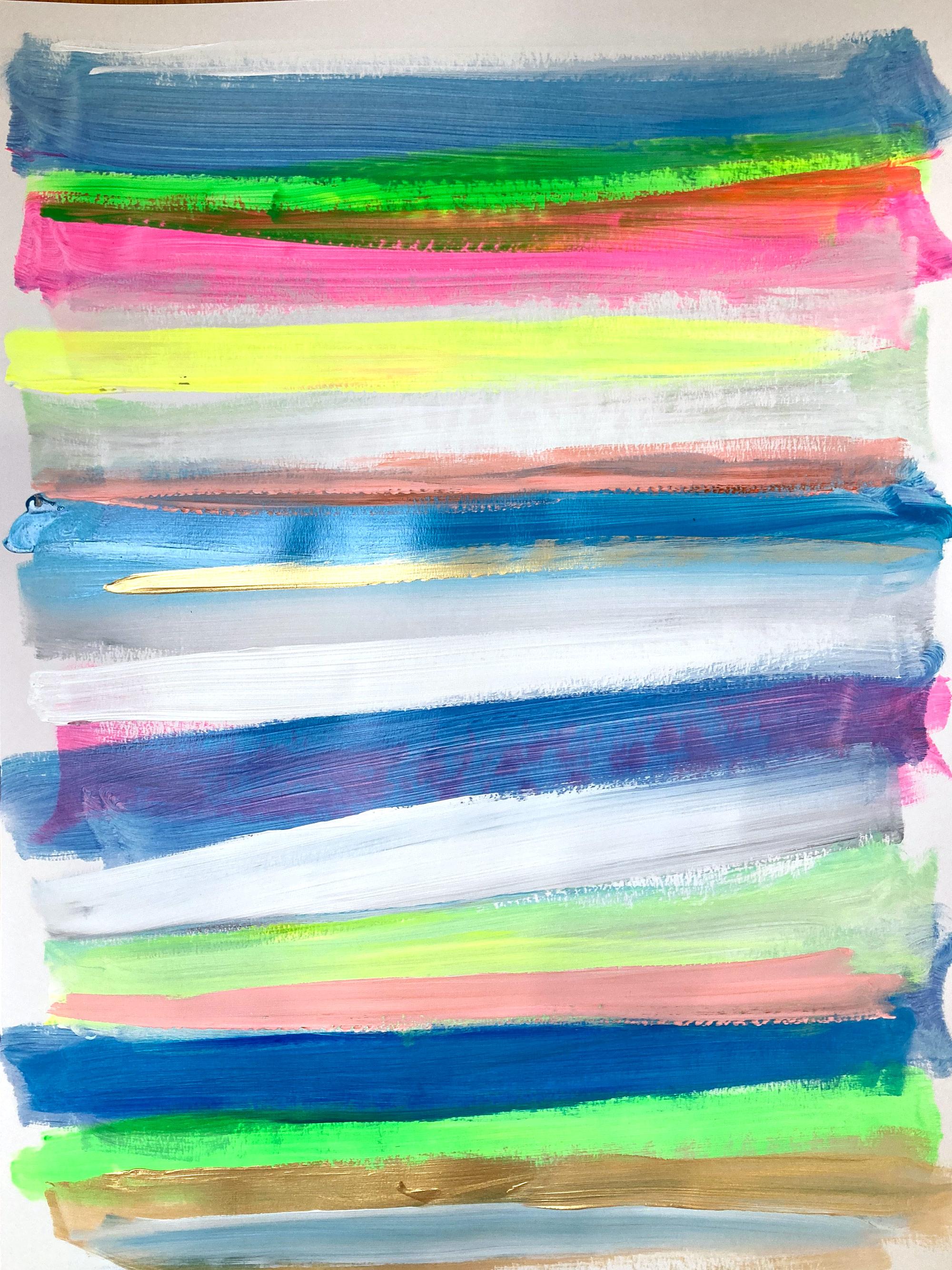 "My Horizon - Turks and Caicos" Color Field Contemporary Painting on Paper