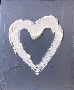 "My Humble Heart" Slate Grey Pop Art Oil Painting with White Floater Frame