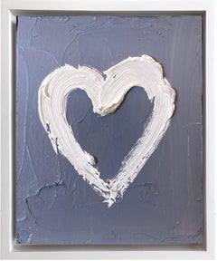 "My Humble Heart" Slate Grey Pop Art Oil Painting with White Floater Frame