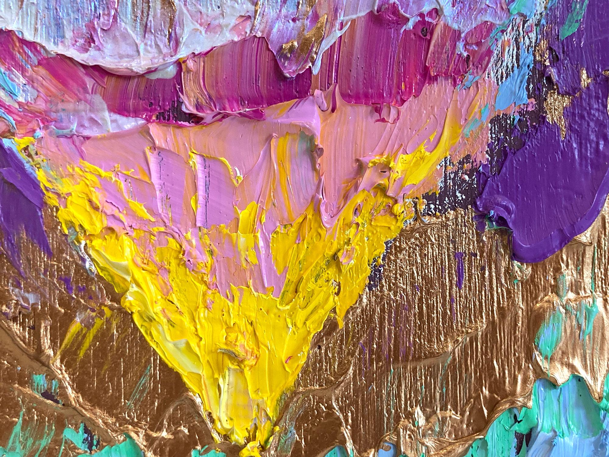 Mehrfarbiges Pop-Ölgemälde „My Versace Heart“ auf Holz mit weißem Floater-Rahmen, Pop-Ölgemälde im Angebot 1