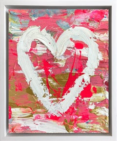 "Mi corazón Jackson Pollock" Pintura al óleo Pop Art sobre madera con marco flotante blanco