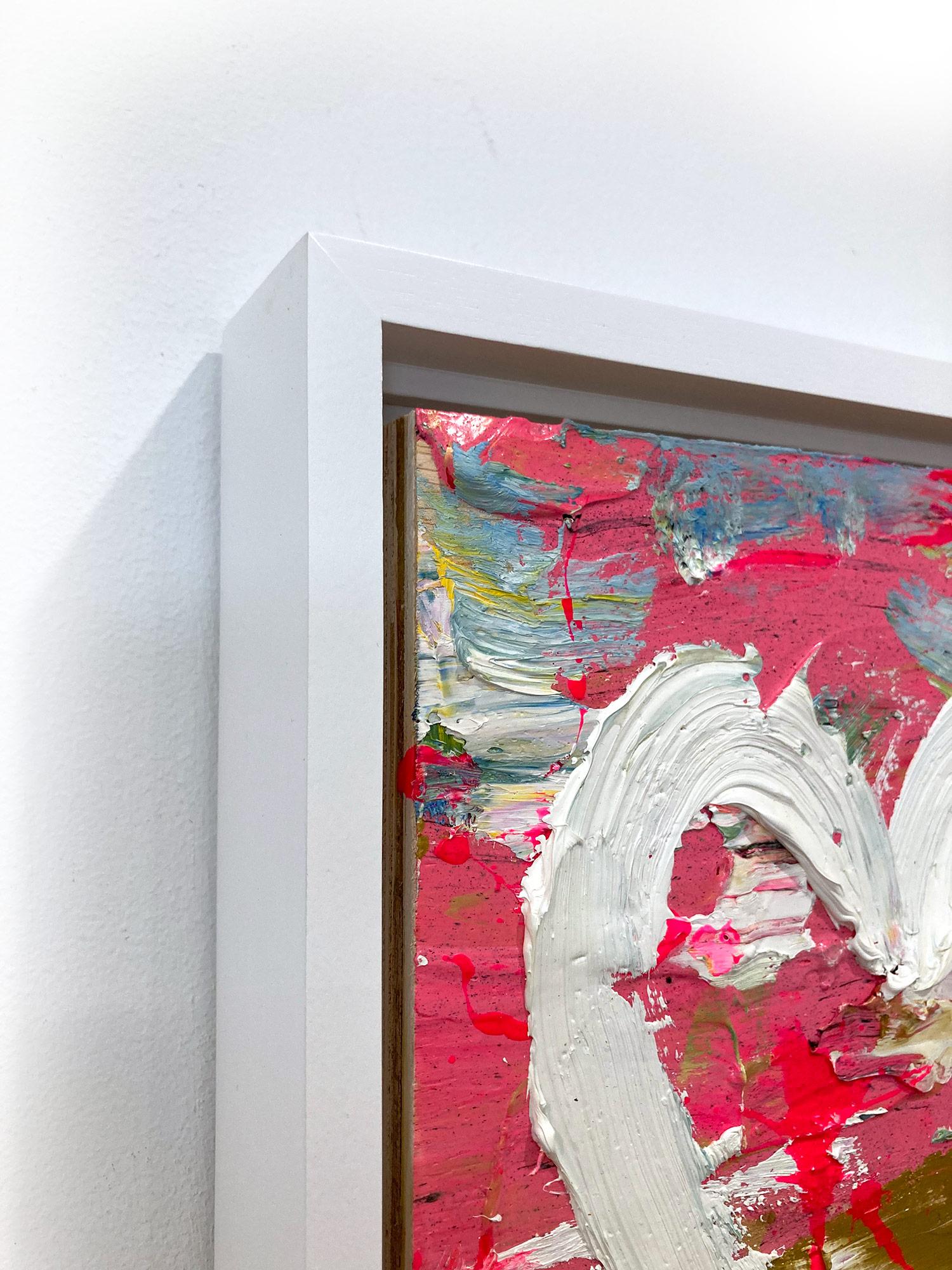 « My Jackson Pollock Heart », peinture à l'huile pop art sur bois avec cadre flottant blanc en vente 5