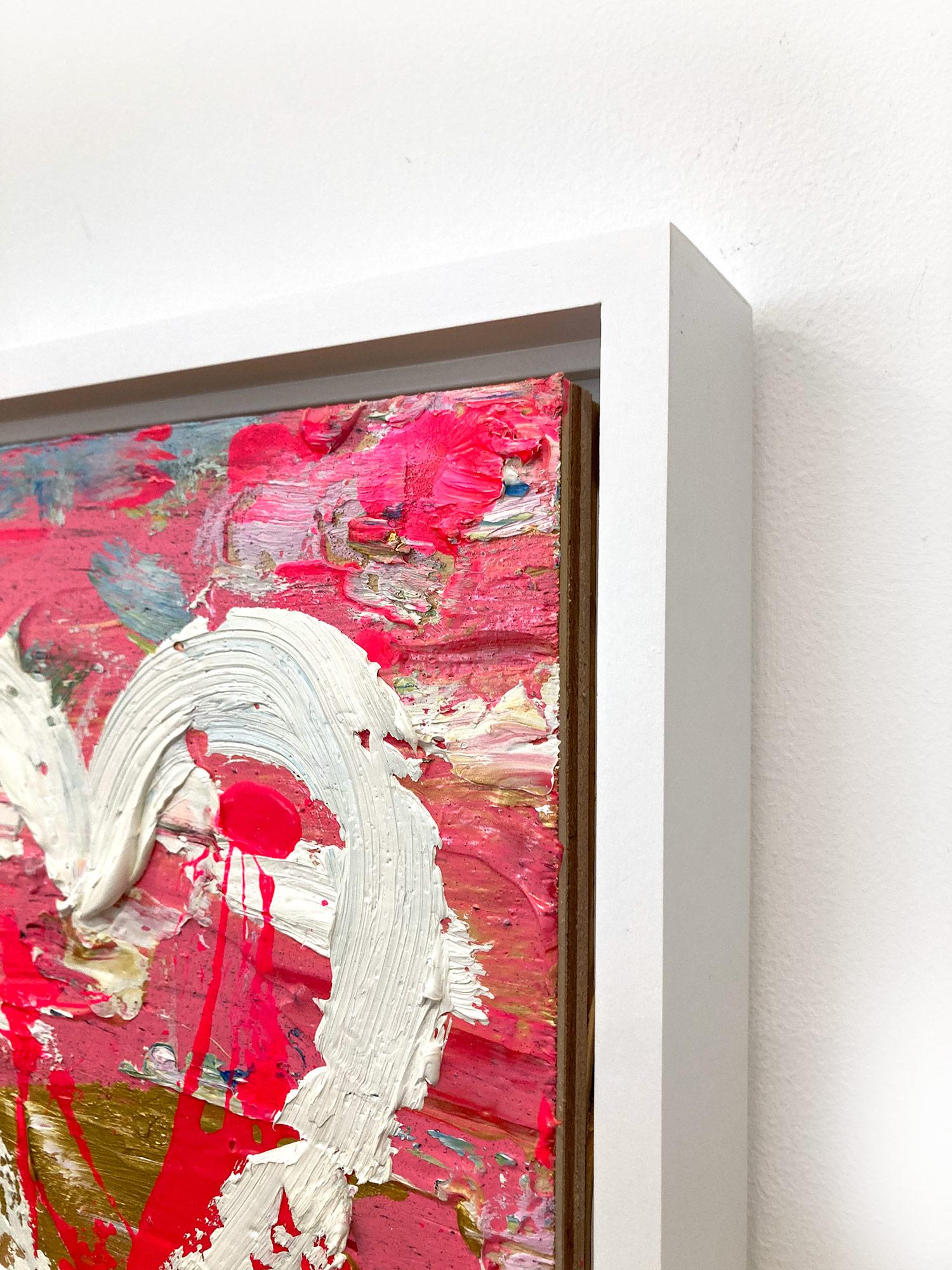 « My Jackson Pollock Heart », peinture à l'huile pop art sur bois avec cadre flottant blanc en vente 6