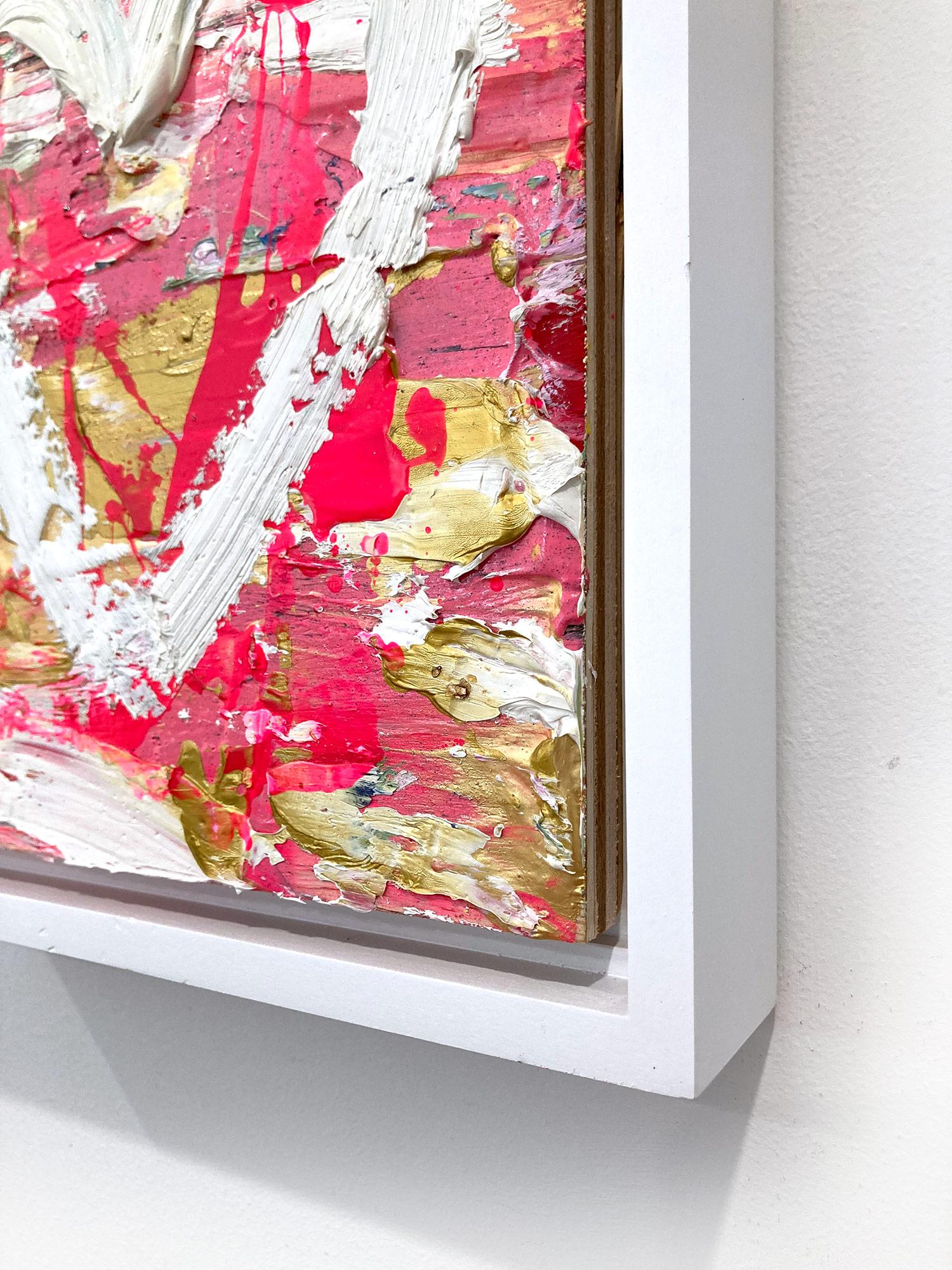 « My Jackson Pollock Heart », peinture à l'huile pop art sur bois avec cadre flottant blanc en vente 7