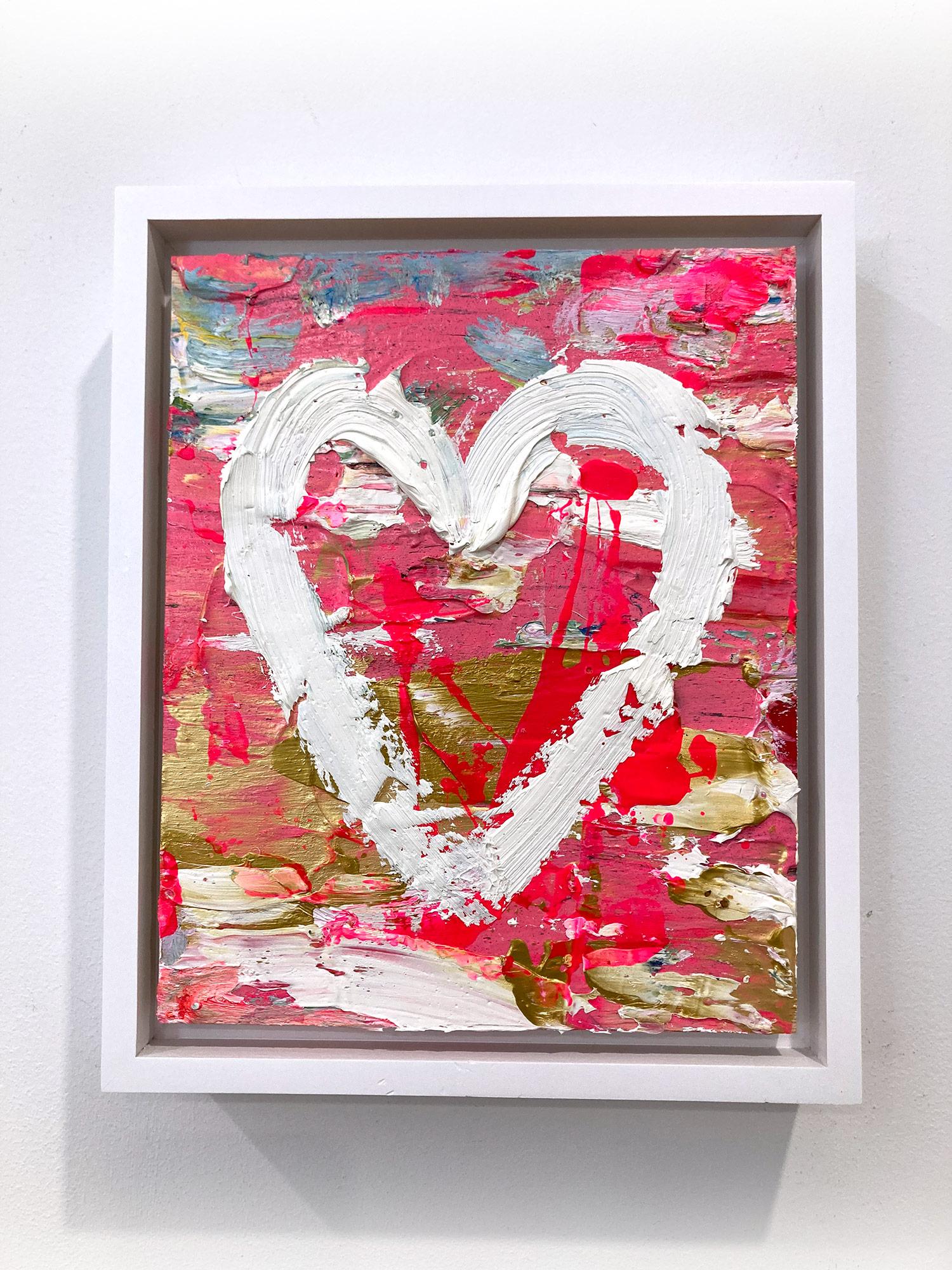 « My Jackson Pollock Heart », peinture à l'huile pop art sur bois avec cadre flottant blanc en vente 10