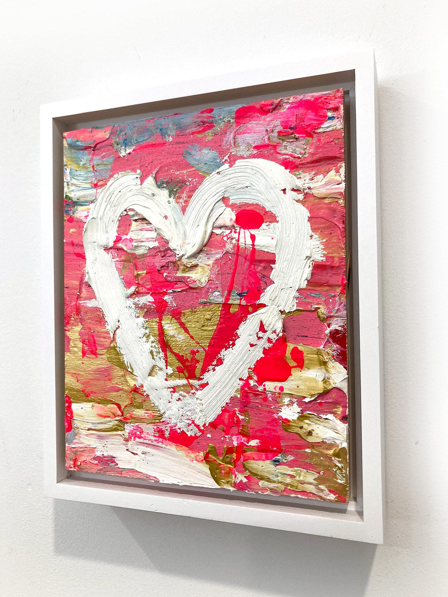 « My Jackson Pollock Heart », peinture à l'huile pop art sur bois avec cadre flottant blanc en vente 11
