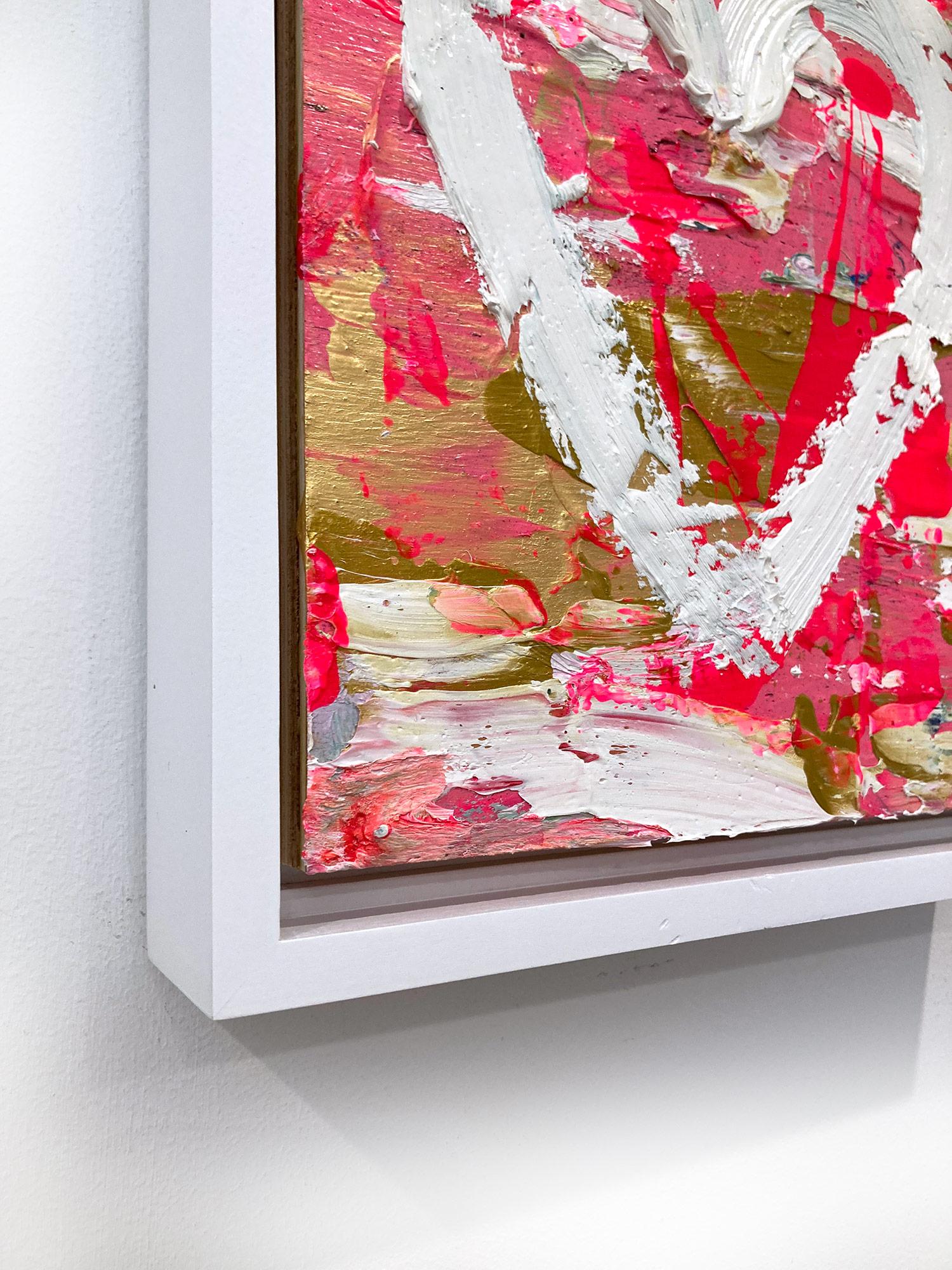 « My Jackson Pollock Heart », peinture à l'huile pop art sur bois avec cadre flottant blanc en vente 4