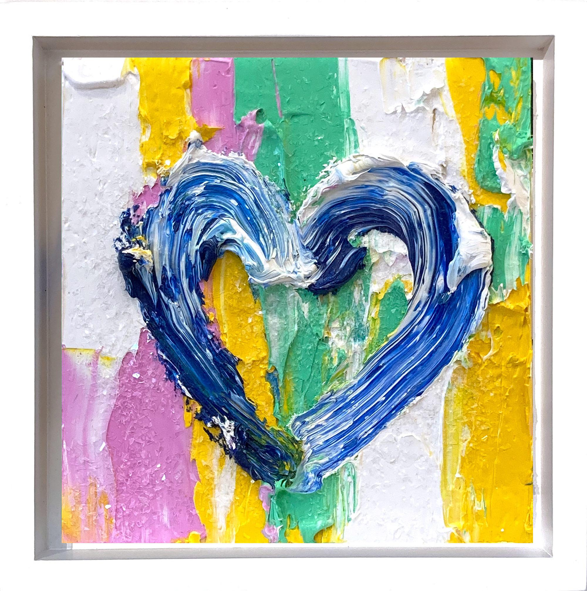 Figurative Painting Cindy Shaoul - "Mon cœur Jimmy Choo" Poussière de diamant Peinture à l
huile Pop Art Cadre flottant blanc