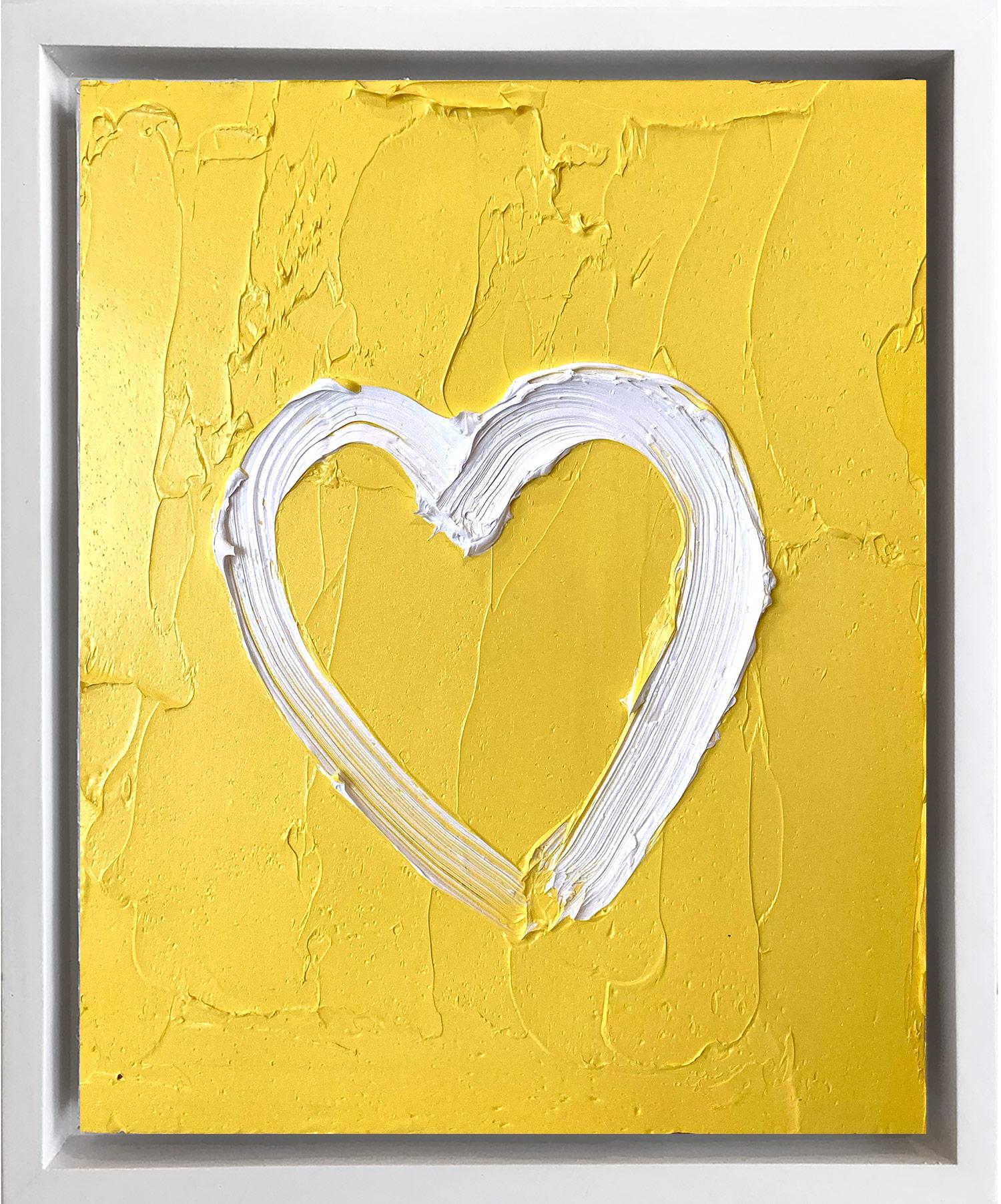 Cindy Shaoul Figurative Painting - "My Joyful Heart" Contemporary Yellow Oil Painting Framed w Floater Frame