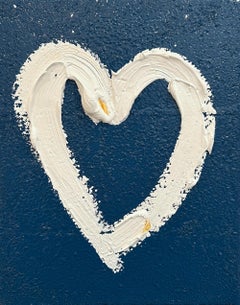 "Mi corazón de menta junior" Pintura al óleo verde esmeralda con marco flotante blanco