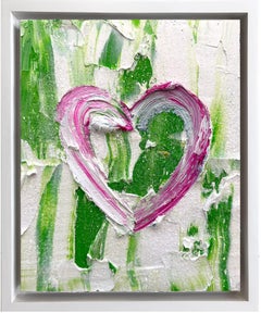 "My Kiss Me Heart" Contemporary Oil Painting Wood White Floater Frame