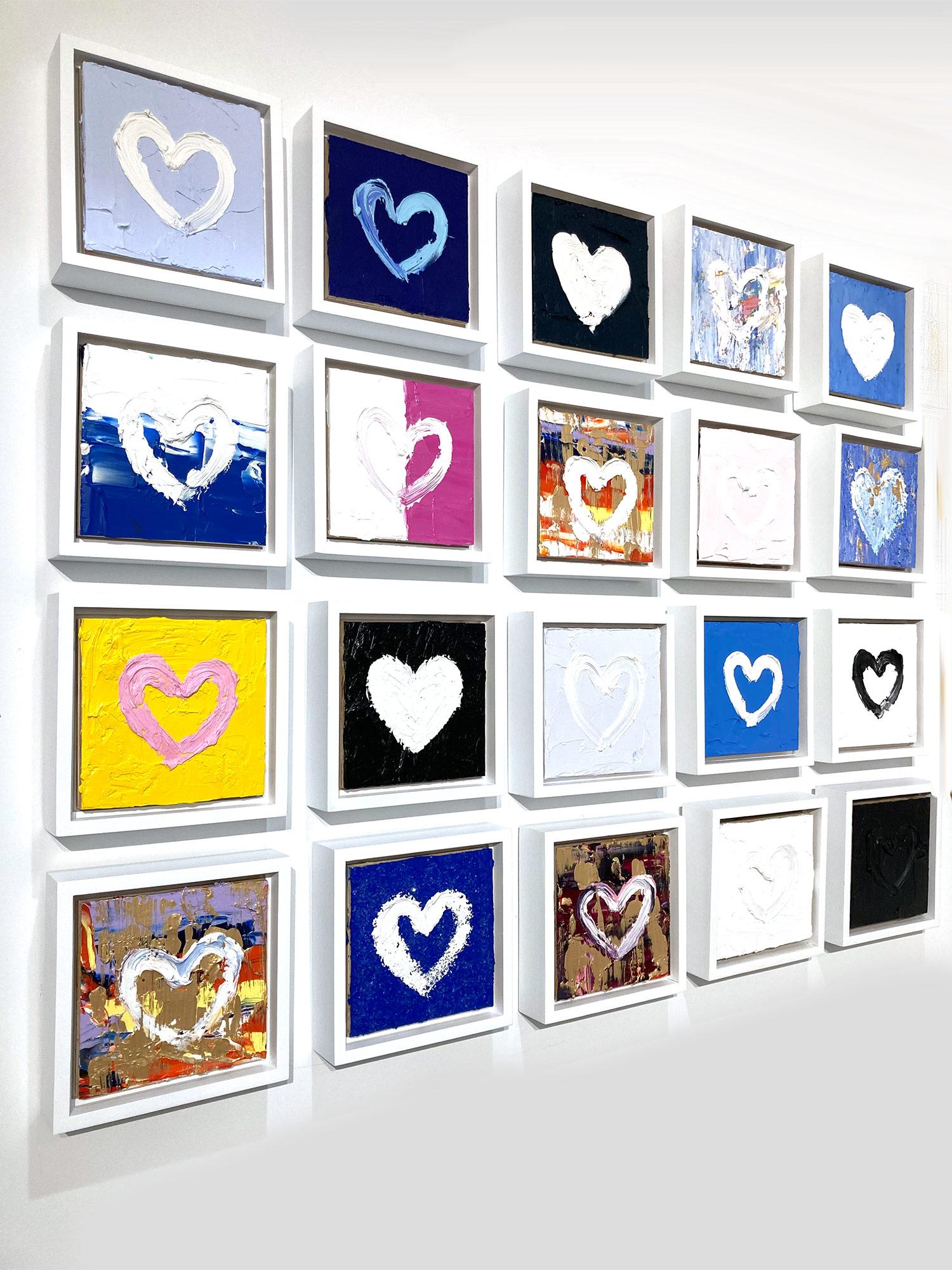 „My Kiss n' Fly Heart“ Buntes Pop-Art-Ölgemälde mit weißem Floater-Rahmen im Angebot 9