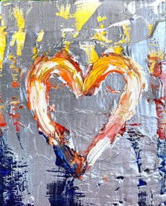 "My Knight and Shining Heart" Contemporary Pop Oil Painting with Floater Frame