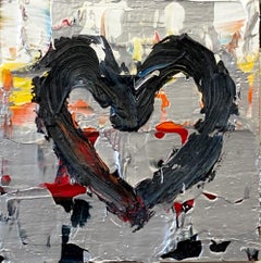 "My Knight and Shining Heart" Pop Art Oil Painting in White Floater Frame