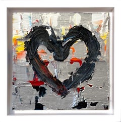 "My Knight and Shining Heart" Pop Art Oil Painting in White Floater Frame