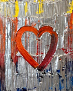 "My Knight and Shinning Heart" Contemporary Oil Painting Framed w Floater Frame
