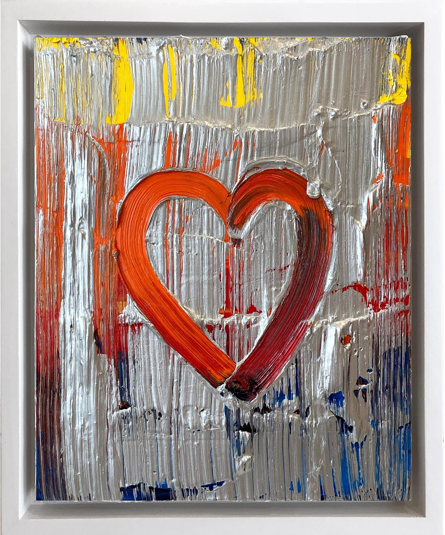 Cindy Shaoul Abstract Painting - "My Knight and Shinning Heart" Contemporary Oil Painting Framed w Floater Frame