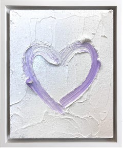 "My Diamond Heart" Lavender Pop Oil Painting Wood w White Floater Frame