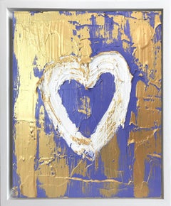 "My Lavender Gold Heart" Contemporary Oil Painting Framed w Floater Frame
