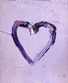 "My Lavender Heart" Colorful Contemporary Pop Oil Painting w Floater Frame