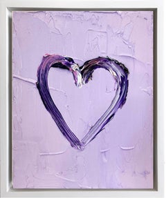 "My Lavender Heart" Colorful Contemporary Pop Oil Painting w Floater Frame